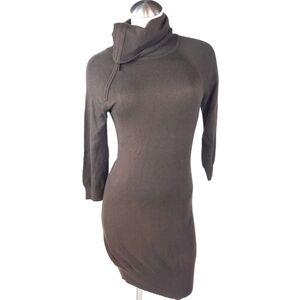 Bebe Size M Brown Knit Dress Midi Cowlneck